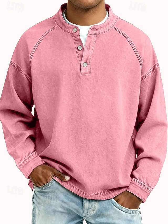BROMLEY BLUZA HENLEY Z LUŹNYM WYKOŃCZENIEM